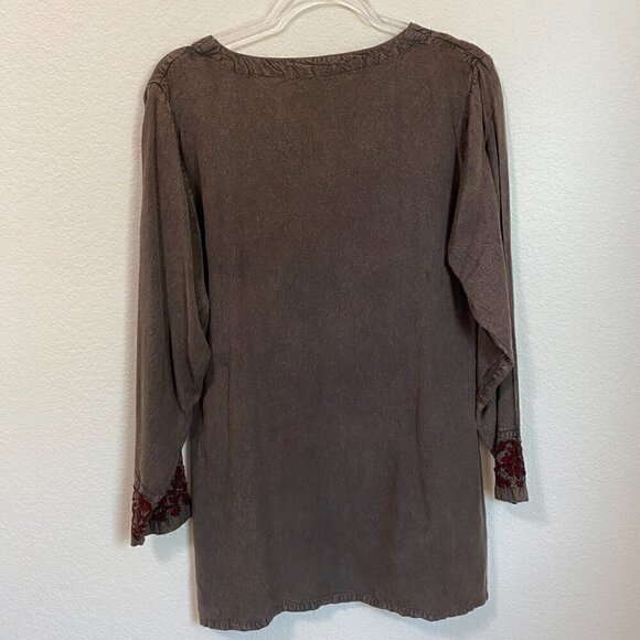 Vintage Papillon Brown and Red Bohemian Embroidered Tunic - Picture 8 of 8